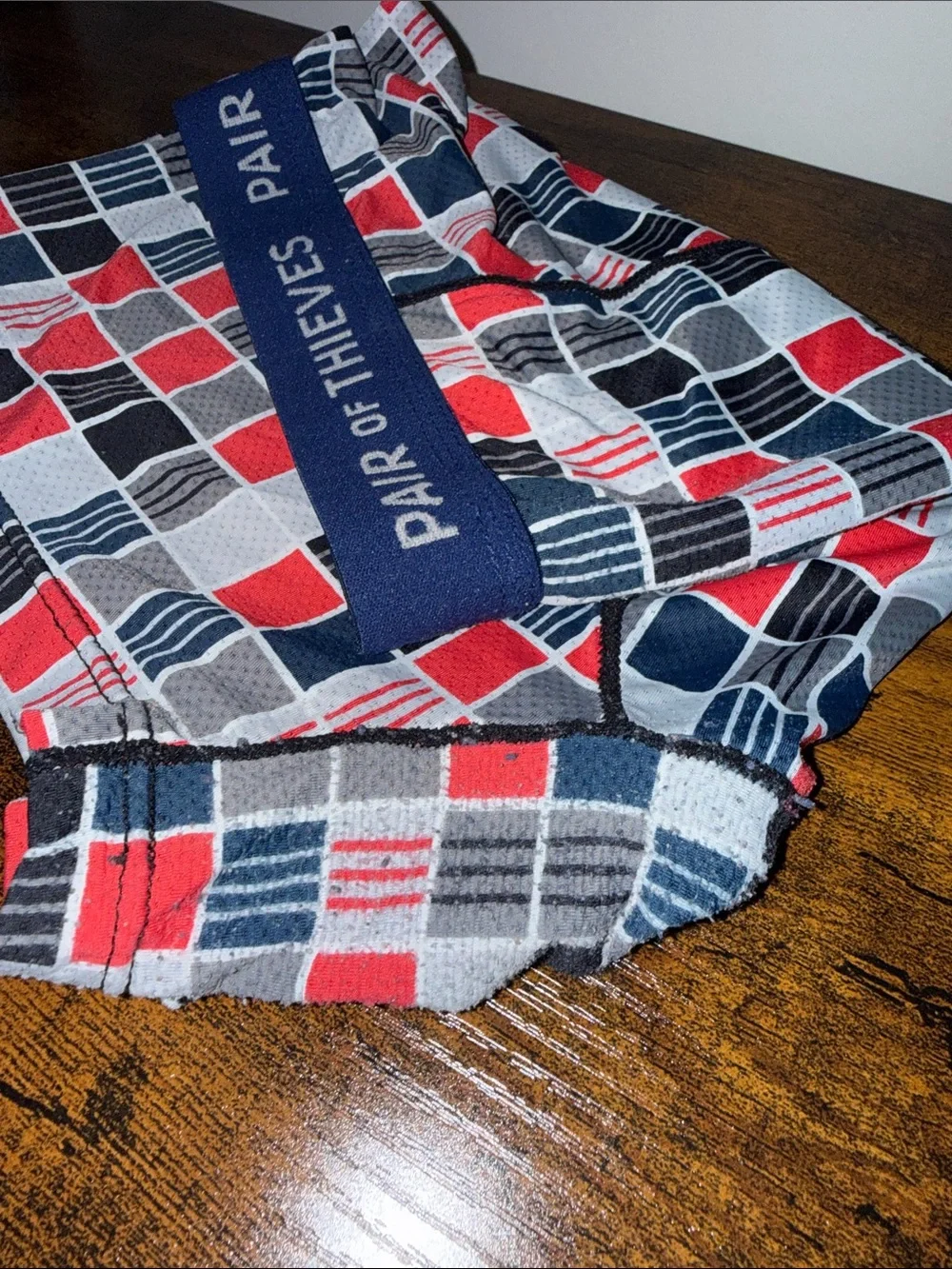 Pair of Thieves Men's Red, Navy & White Plaid Boxer Briefs